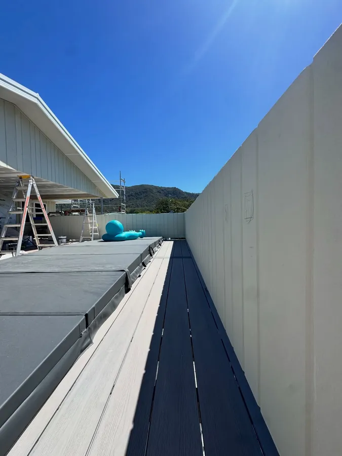 Deck and cladding before repainting